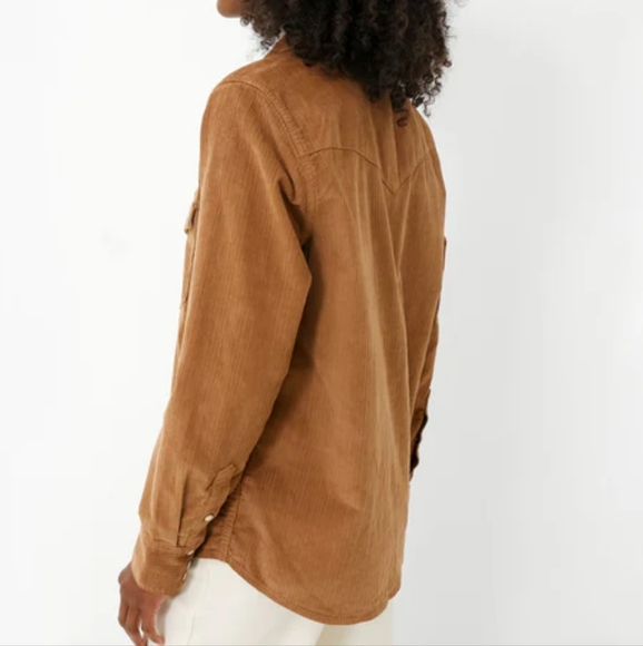 420. Faherty Stretch Cord Western Shirt | Color: Cord Brown - Picture 4 of 11